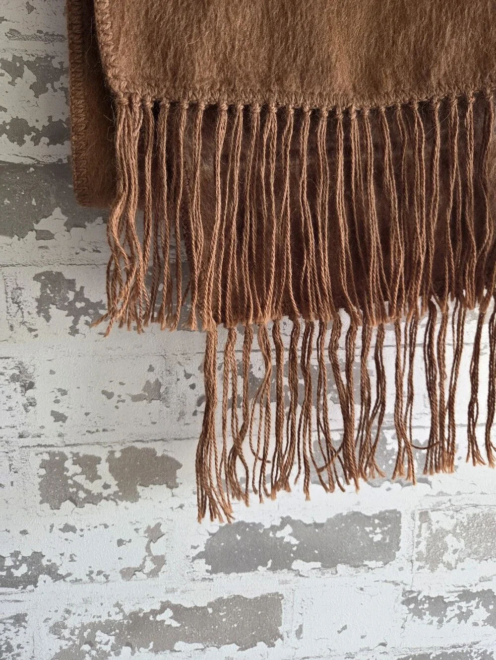 Alpaca Camargo Brown Striped Fringe Scarf Made In Peru Soft Winter Cozy Neutral
